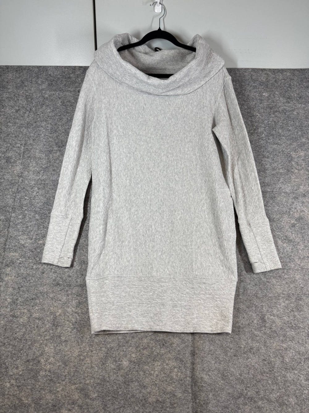 Lululemon Along the Way Dress Light Gray Cowl Neck Sweater Dress Ribbed Slouchy - Picture 2 of 14